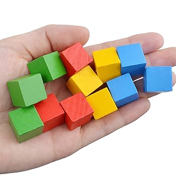 Amazon | 100個入り 1.5cm カラフル 木製キューブ ウッド